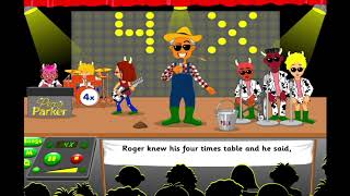 4 Times Table Song - Percy Parker - Warm Feet - animation, lyrics &amp; GRID