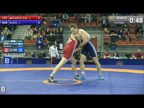Quarterfinal GR - 80 kg: Jonas PLATO (SWE) df. Julius MATUZEVICIUS (LTU) by FALL, 7-5