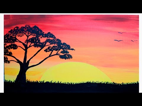 COMO PINTAR UN ATARDECER (PINTURA PARA PRINCIPIANTES)