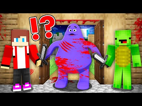 Scary GRIMACE SHAKE vs JJ and Mikey is CHASING in Minecraft Challenge - Maizen