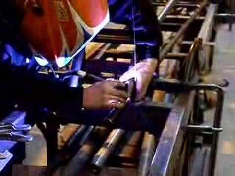 S&W race car builder welding on a new dragster tube chassis