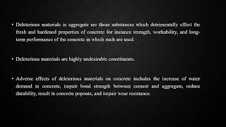 Deletorious substances in aggregates