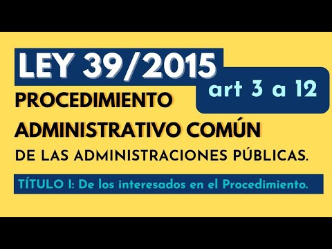 Ley 39/2015 | artículos 3 al 12. Título I De los Interesados en el Procedimiento Administrativo.