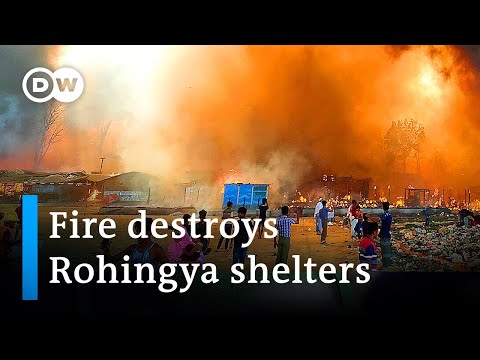 孟加拉羅興亞難民營大火，數千人逃亡｜DW News (Thousands flee huge blaze at Rohingya camp in Bangladesh | DW News)