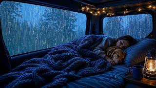 Sem anúncios, Adormeça ao som de chuva forte e trovões fortes dentro de um carro, à noite.