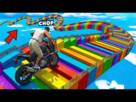 GTA 5 CHOP AND FROSTY COMPLETE THE SPIRAL MEGA RAMP TWISTED CHALLENGE
