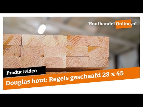 Regel Douglas hout 28x45mm bezaagd  video
