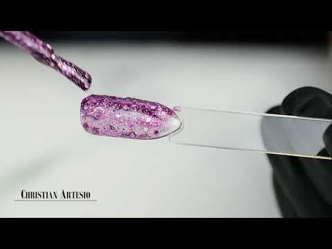 Ημιμόνιμο Βερνίκι Νυχιών Νο 087 Μωβ Ημιδιάφανο Glitter Παγιέτα 10ml - Christian Artesio