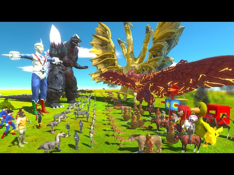 Epic War - Zone Fighter + Space Godzilla VS Rodan + King Ghidorah -  Animal Revolt Battle Simulator