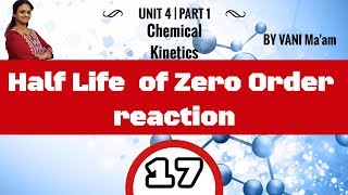 Half Life  of Zero Order reaction - 17| Grade 12|Unit-4| CHEMICAL KINETICS |chemistry cbse