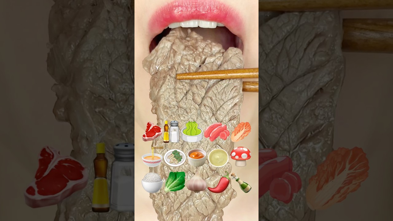 ASMR BEEF EMOJI FOOD 소고기 이모지 먹방 (sped up)