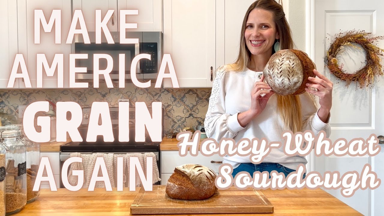 Sourdough made with 100% freshly milled wheat | 4 ingredient Honey Wheat Sourdough Bread