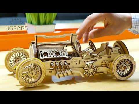 UGears Mechanical Models U-9 Grand Prix Car 3-D Wooden Puzzle