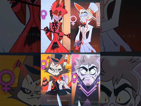 Which gender swap in Hazbin Hotel do you like the best? #hazbinhotel #art #alastor #drawing #crafts