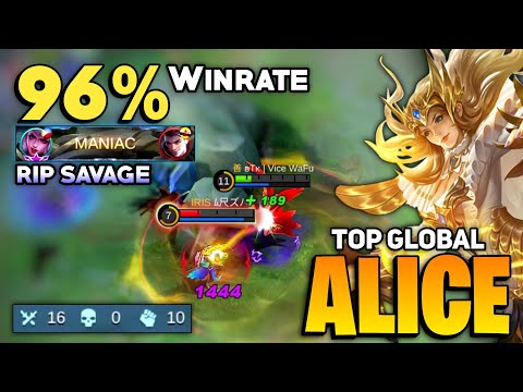 RIP SAVAGE! Alice 96% Winrate Perfect Gameplay [ Top Global Alice ] ʙTᴋ | Vice WaFu - Mobile Legends