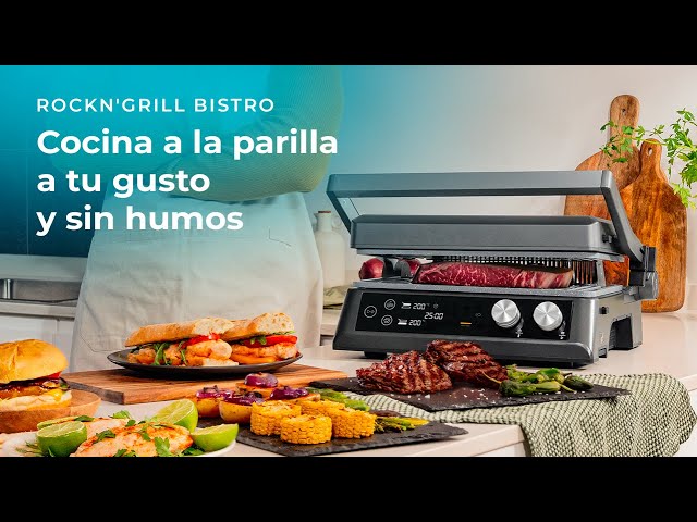 Churrasqueira elétrica sem fumo Cecotec Rock″n″Grill Bistro 2400W, placas RockStone, sonda, LED sensível ao toque video