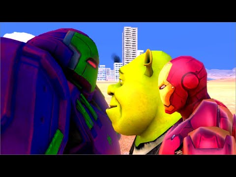 SHREK & iron man vs Hulkbuster - EPIC Fight
