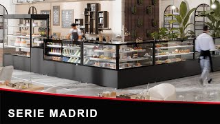 Vitrine à pâtisserie réfrigérée - 890L - 2000mm - Double vitrage - avec 2 étagères en verre - portes coulissantes arrière - Noir mat