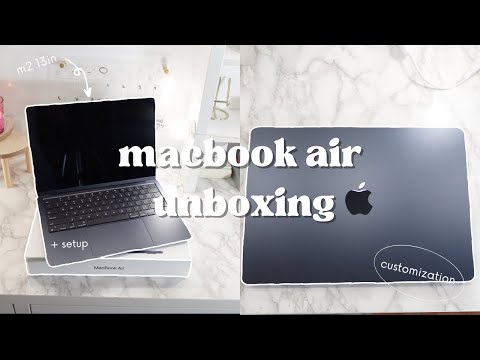 aesthetic macbook air m2 unboxing + setup