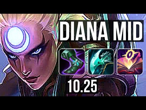 DIANA vs CASSIOPEIA (MID) | 69% winrate, 6 solo kills, Dominating | EUW Master | v10.25
