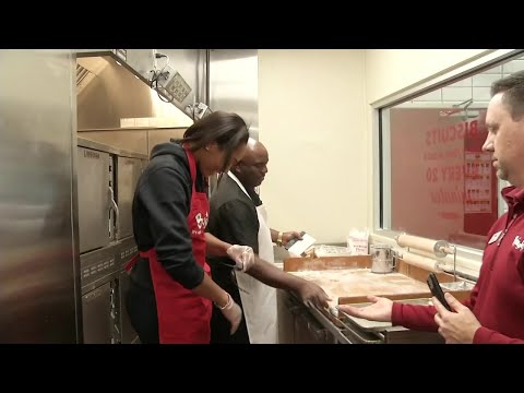A'ja Wilson makes biscuits for a good cause