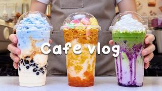 💜우베 + 말차🍵 이 조합 무슨 맛일까?🌈지치고 힘들 땐 음료 ASMR로 힐링해요/카페브이로그/Cafe Vlog/ASMR/Tasty Coffee