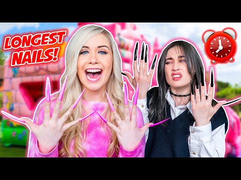WEARING SUPER LONG ACRYLIC NAILS WITH MY BEST FRIEND FOR 24 HOURS!