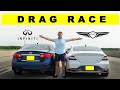 2022 G70 3.3t takes on Infiniti Q50 Red Sport | Drag and Roll Race