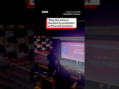 Video | Animal rights protestors disrupt Pharrell Williams' London film premiere. #Pharrell #BBCNews
