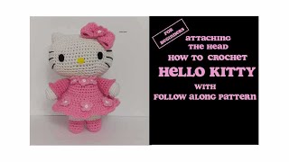 Hello Kitty Amigurumi Crochet Tutorial for Beginners with Pattern-Attaching the Head