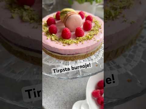 Pistacijų ir aviečių tortas-tobulas desertas su kremu #pistachio #viralreels #shorts #dessert