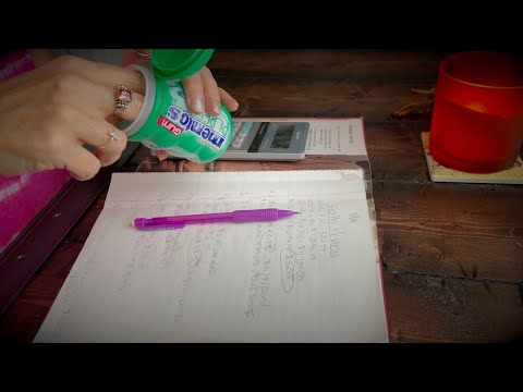 Relaxing ASMR Math Study Session | Gum Chewing | Inaudible Whispering | Calculator Tapping