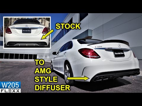 AMG C63 QUAD PIPE DIFFUSER installed on 2015+ Mercedes C300 W205