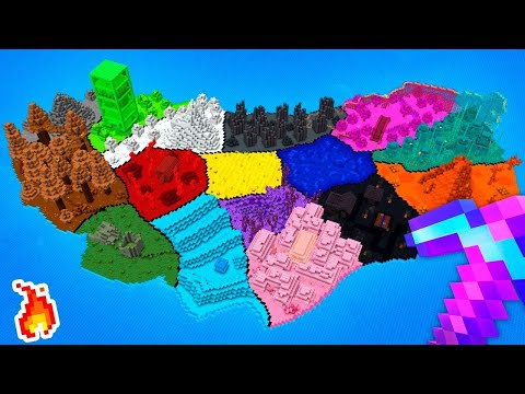 I built an island of ALL COLORS in Minecraft on Hardcore! (HIDE AND SEEK IN MINECRAFT)
