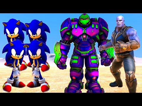 Thanos Hulkbuster vs Kirpi Sonic Ordusu - Ultimate Epic Battle Simulator