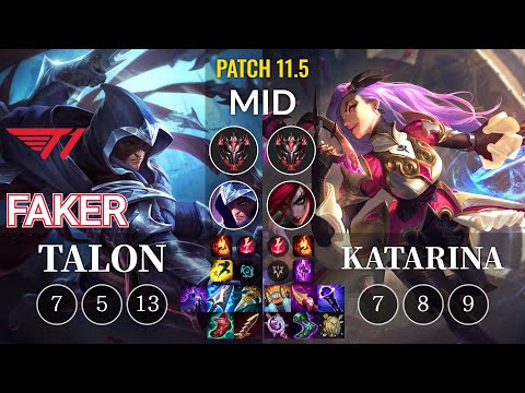T1 Faker Talon vs Katarina Mid - KR Patch 11.5