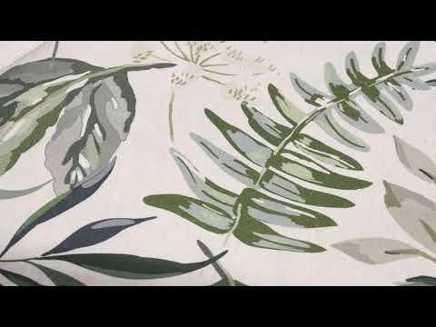 Gardinenstoff Dekostoff Landhausstoff Blätter Pflanzen Gräser natur grün 1,60m Breite