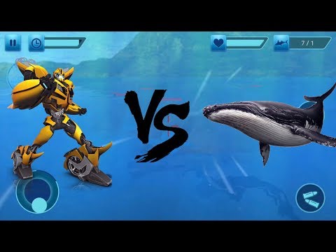 ► Robot X Car Vs Blue Whale Shark Attack city rescue mission Android Gameplay