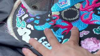 龍刺繍スカジャンサンプルの制作過程【横振り刺繍】How to embroidery dragon sukajan