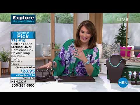 Colleen Lopez Sterling Silver Gemstone Link Flexible Ring