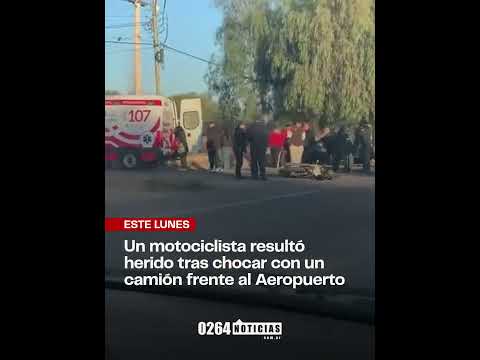 🚨Choque entre un camión y una moto frente al Aeropuerto de San Juan
