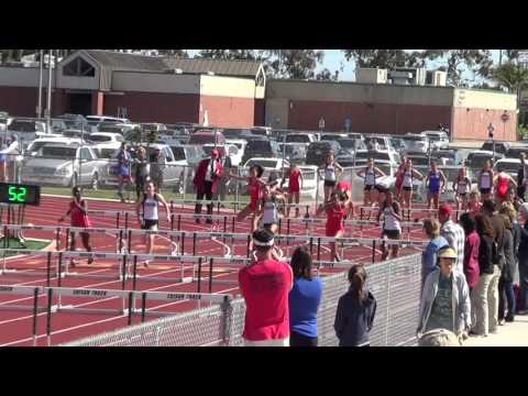 FSG 100m Hurdles at Edison HS 4-13-17 - Los Alamitos Girls