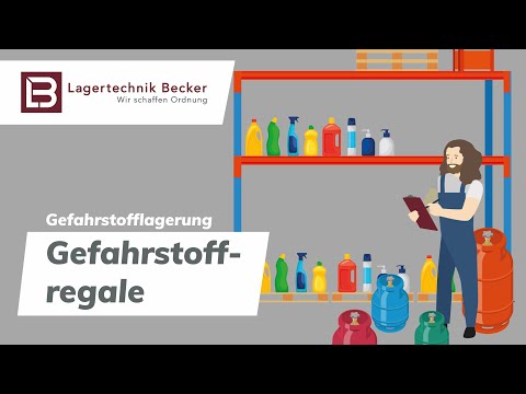Gefahrstoffregale zum Lagern von Gefahrstoffen in Kleingebinden, Fässern oder IBC