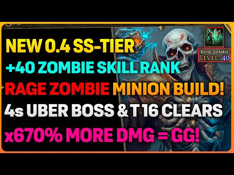 NEW 0.4 'RAGE ZOMBIES' Endgame Minions Build! | +40 Rank & 670% MORE DMG Multipler!