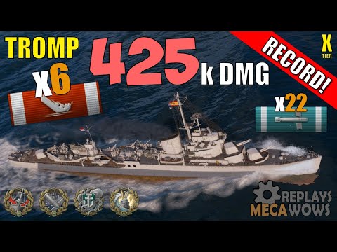 DAMAGE RECORD! Tromp 6 Kills & 425k Damage | World of Warships Gameplay