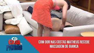 Com dor nas costas, Matheus recebe massagem de Bianca | 'Casa do Patrão'