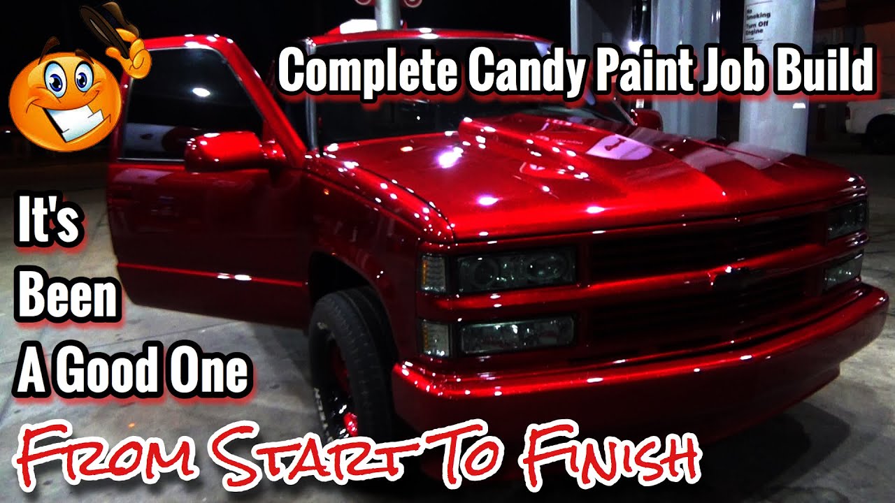 Custom Candy Apple Red Complete Paint Job From Start To Finish OBS 1994 CHEVY SILVERADO TRUCK BUILD