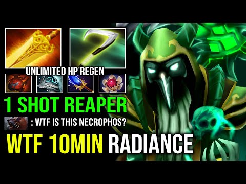 WTF 10MIN RADIANCE 100% Anti Mid Ganker 1K GPM Raid Boss Unlimited HP Regen Necrophos Dota 2