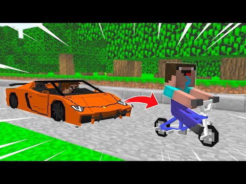 NOOB'S NEW BIKE FASTER THAN THE CAR! 😱 - Minecraft