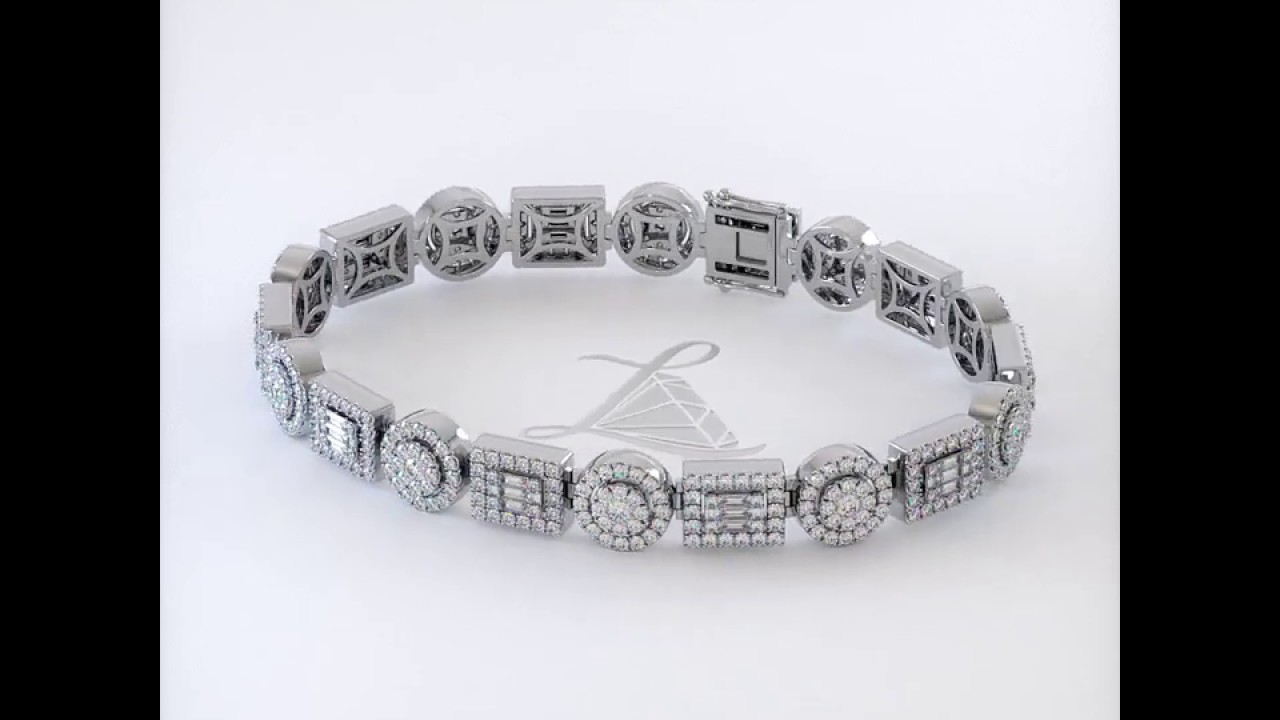 7.89 Carat F-VS Men's Diamond Tennis Bracelet 14k White Gold